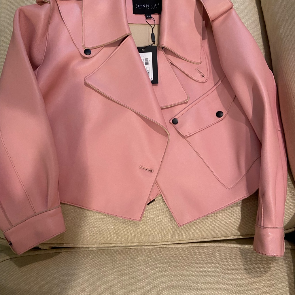 Stylish Pink Leather Moto Jacket